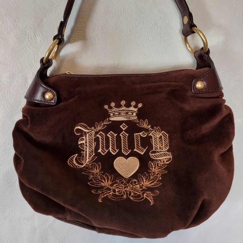 Juicy Couture Bag Brown Velour Y2K Shoulder bag Handbag Made in USA